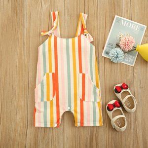 Striped Colorful Knotted Romper